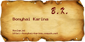 Bonyhai Karina névjegykártya